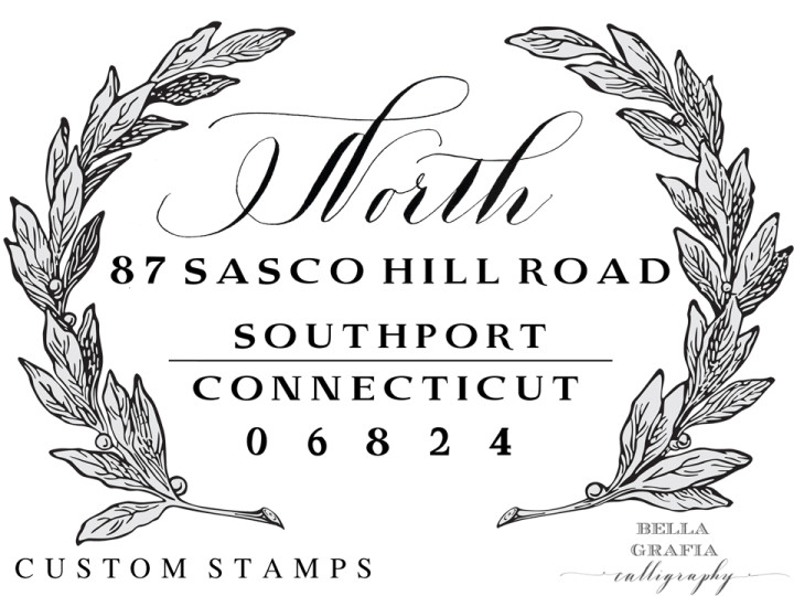 Southport custom return address stamp - Bella Grafia Calligraphy